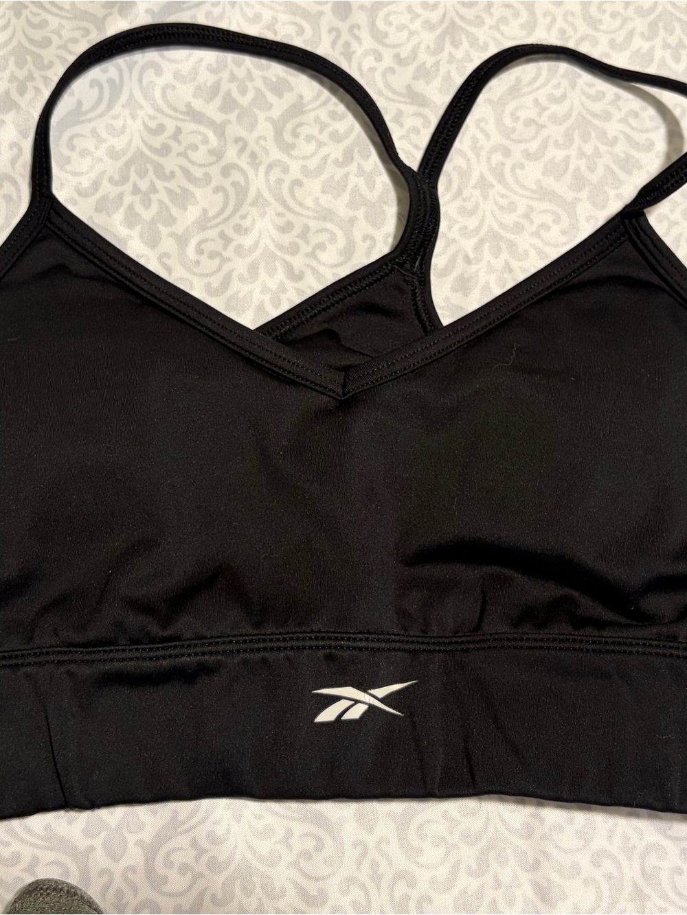 Reebok Black Double-Strap V-Neck Sports Bra